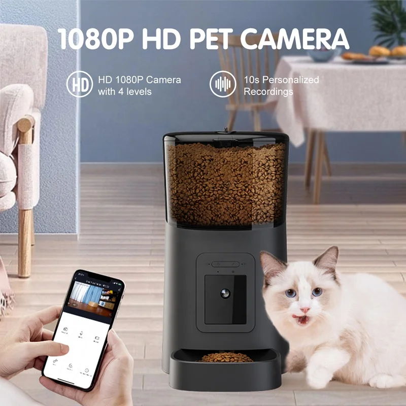 6L Wifi Smart Pet Feeder Camera 1080P Tuya APP Control Pet Feeder Automatic Dog Cat Pet Feeder With Camera
