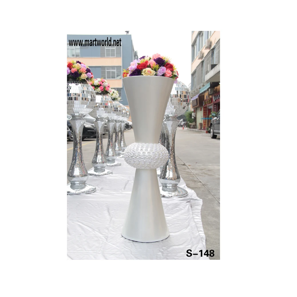 Fiber Glass Vase Centerpieces Classical Wedding Decoration White Stripe