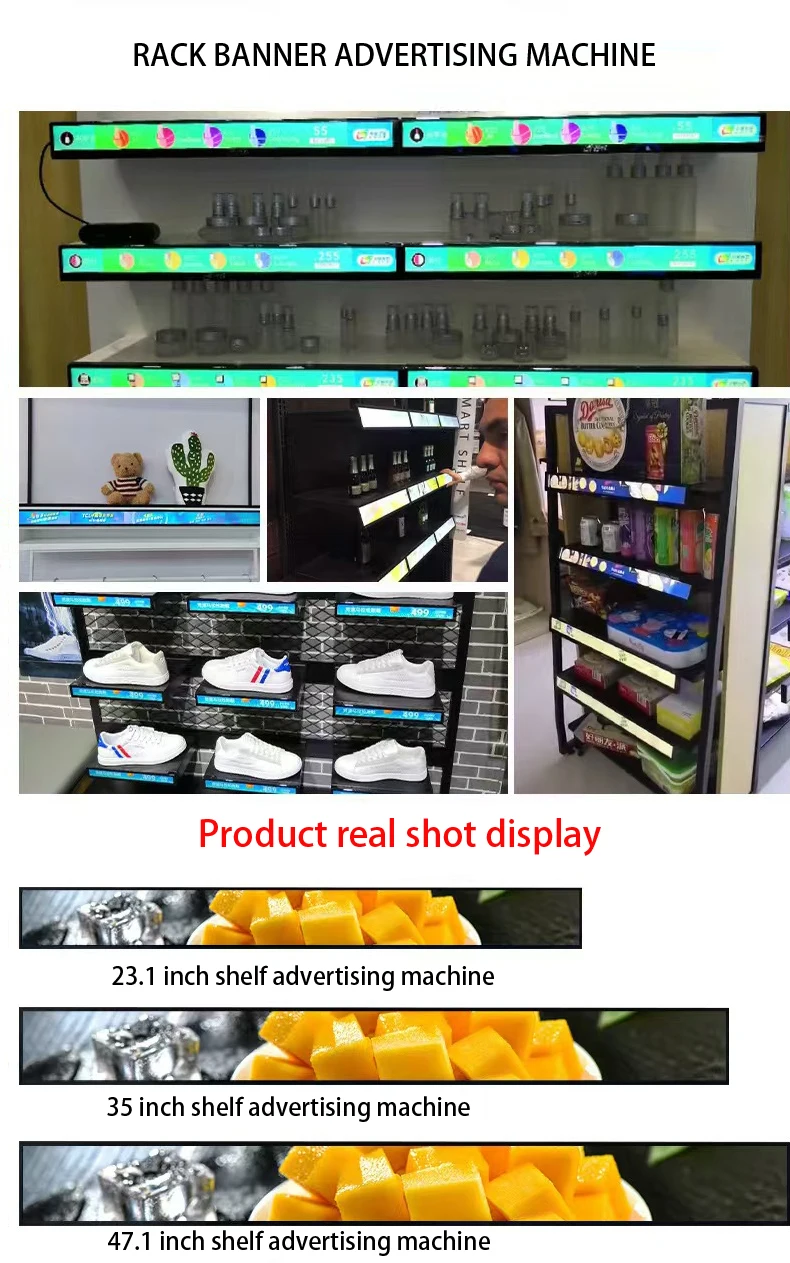 BOE 35 Inch Stretched Bar LCD Advertising Display  screen 2880*158 with 500 nits 692x60mm Dimensions Digital Signage details