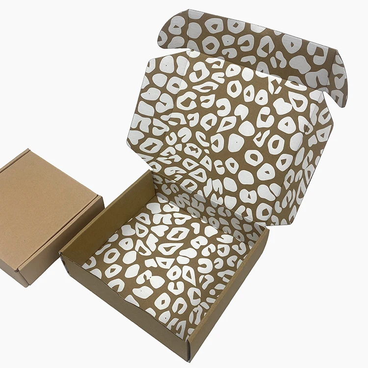 Leopard Print Corrugated Board Lingerie Box Portable Cardboard Paper Packaging with Tear Strip Customizable Logo Gift Box