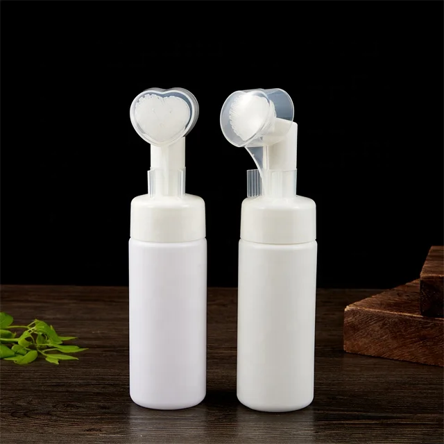 Top Quality Empty Plastic Facial Foam Moose Cleanser Bottle with Silicone Brush Foam Soap Pump