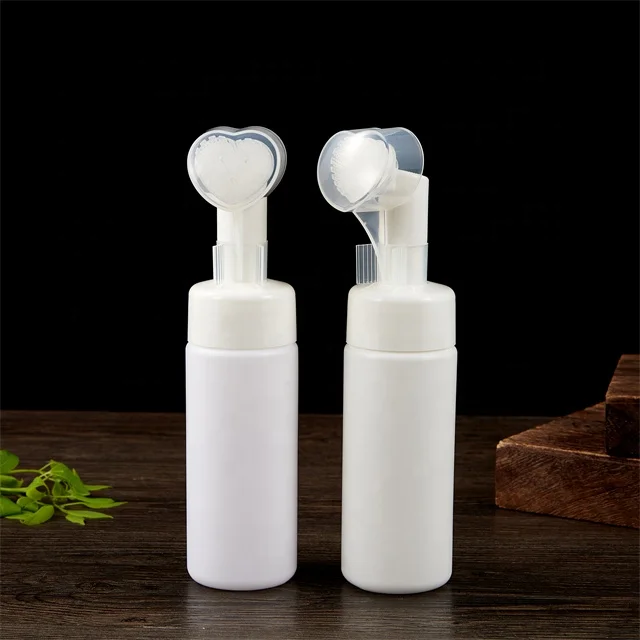 top quality empty plastic facial foam moose cleanser bottle with silicone brush foam soap pump