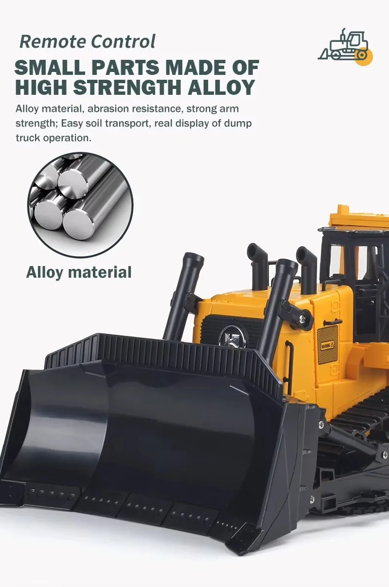 Hot Seller HUINA 1554 RC Truck 1:16 8CH RC Bulldozer for Kinds Gifts