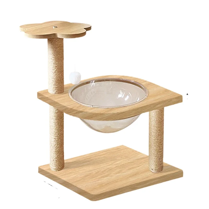 Custom Classic Small Cat Tree Basic Pet Supplies Ornament Resistant Indoor Wear Artificial Leopard Flower Made Durable Bamboo