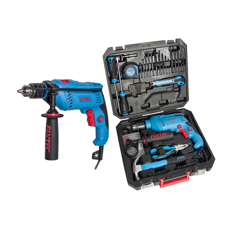 FIXTEC China Professional Power Tools Combo Set 110V Portable Electric 13mm Impact Drill Machine Kit With 210Pcs Accessories
