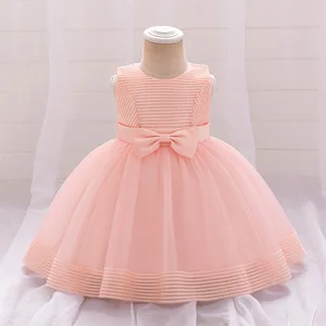 Children's Princess Fluffy Gauze Bow Sleeveless Knee-Length Dress for Little Girls' Wedding Birthday Party and Piano Costume