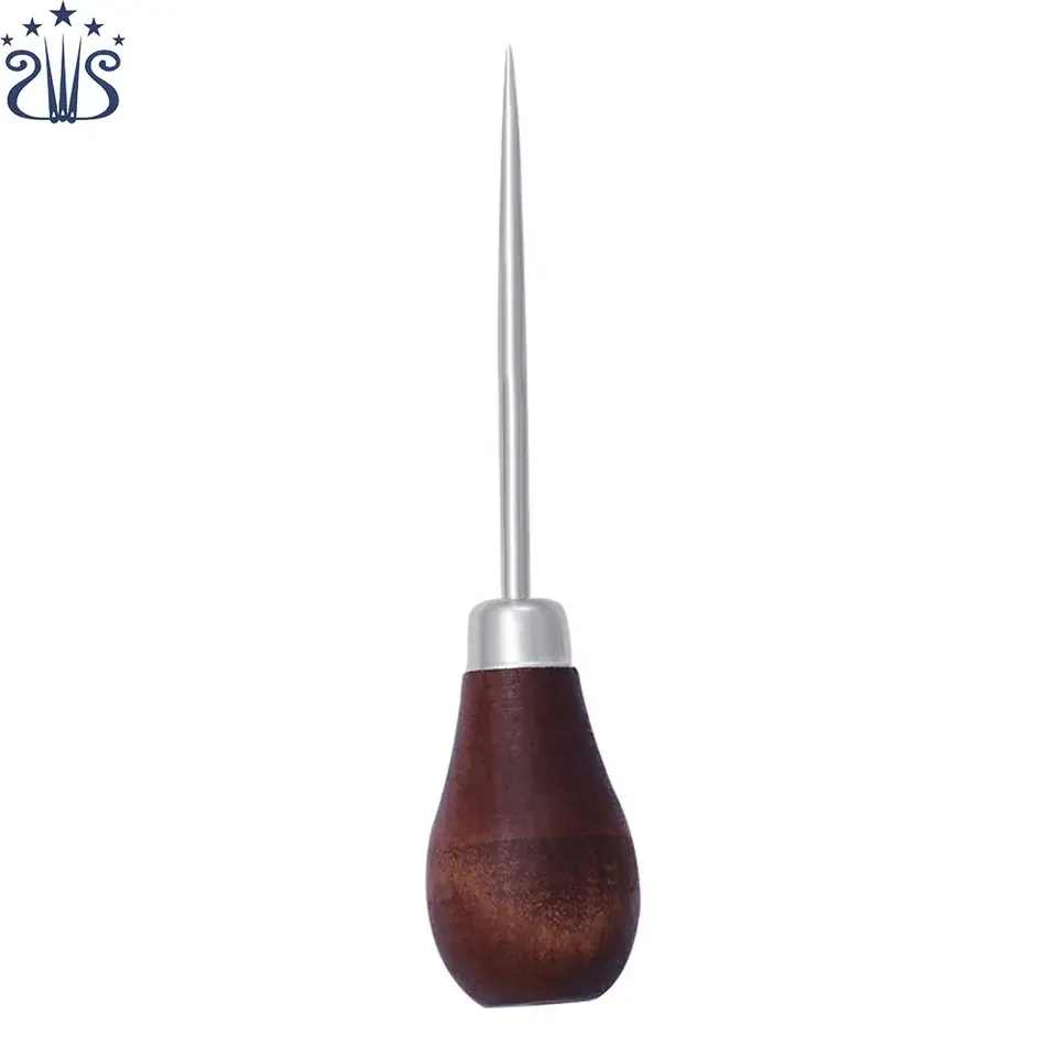 Pack Of 2 Nice Wood Handle Pin Punching Hole Maker, Scratch Awl Sewing Repair Tool For Leather Craft Cloth Tent, DIY Stitching Repair Sewing Yellow
