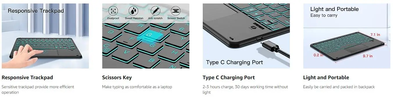 New Ultra-slim Wireless Bluetooth Keyboard With Touchpad 7 Colors ...