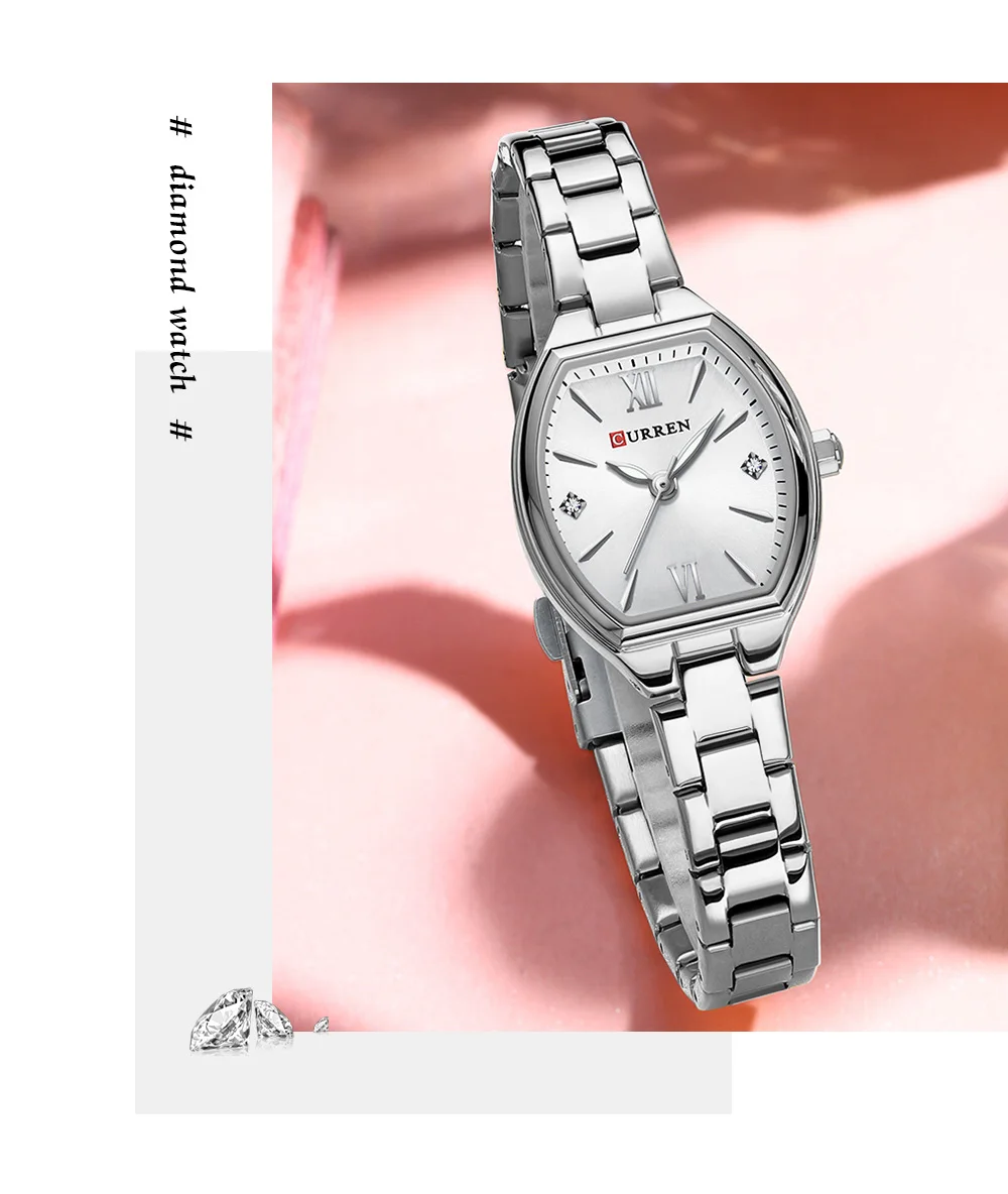 CURREN 9112 Women's Watches Luxury Tonneau Original Top Brand Quartz Watch Waterproof Luminous Hands Femme Wristwatch for Ladies