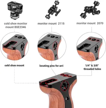Smallrig Universal Wooden Left Side Handle for Dji Ronin S / Ronin Sc Gimbal Stabilizer W/Cold Shoe -2222 detail image