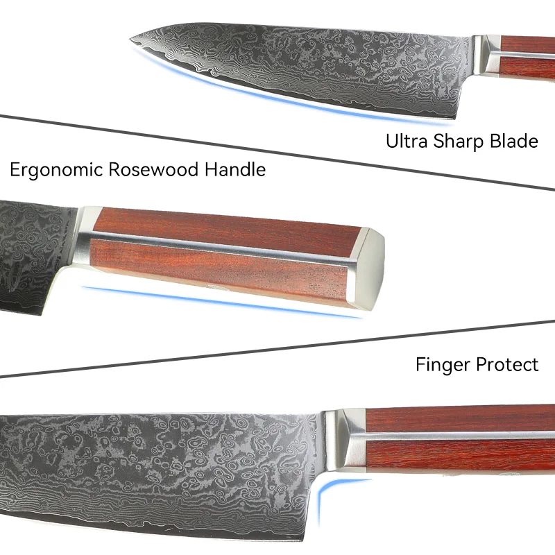 Cuchillo De Chef Damasco 8 Inch Professional Forged Handmade Damascus Steel Kitchen Chef Knife With Rosewood Handle