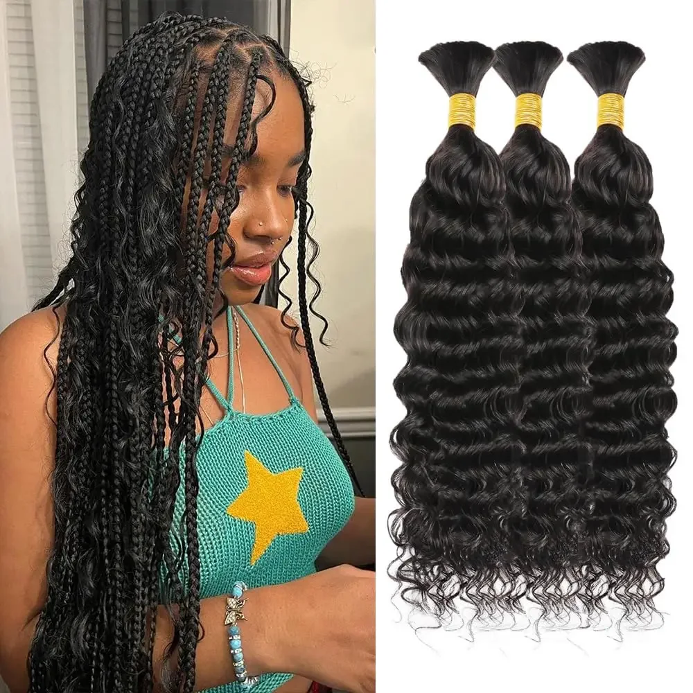 Human Braiding Hair Bundle Water Wave Human Hair Bulk for Braids No Weft Virgin Curly Hair Extensions_voghion.com