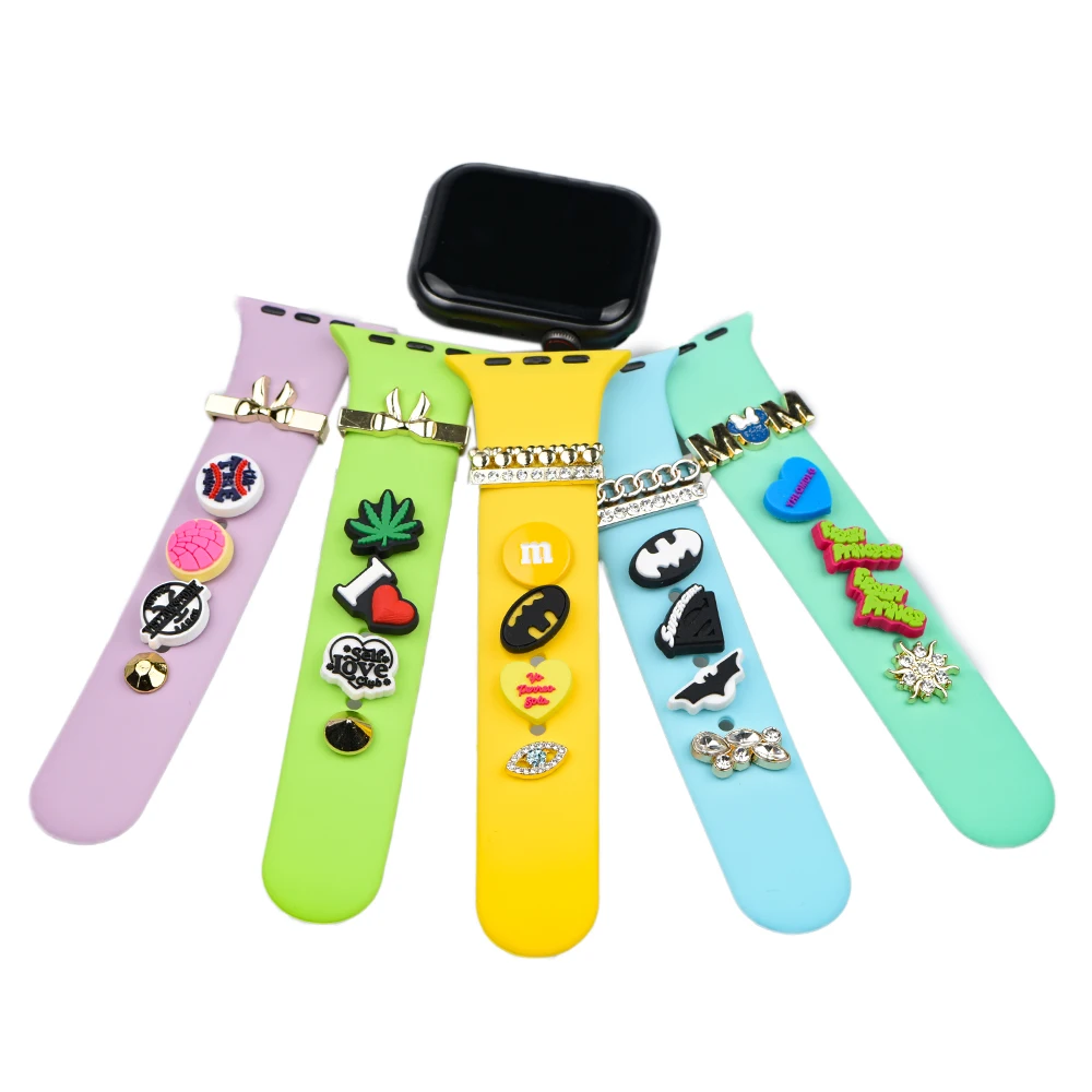 PVC rubber watch decoration charms for i watch silicone watchband charms For Smart Watch Bands & Accessories