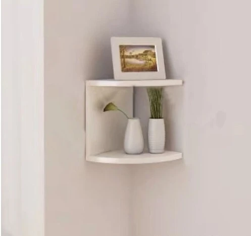 Creative Home 5 Layer Semi-Circle Partition Wall Shelf 5-Layer Wall Hanging Corner Bookshelf Unique Triangle Design for Display