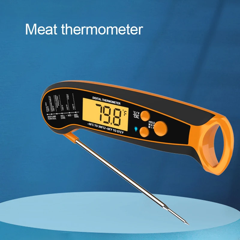 Foldable Probe Instant Read Meat Thermometer Upgraded Waterproof Fast ...