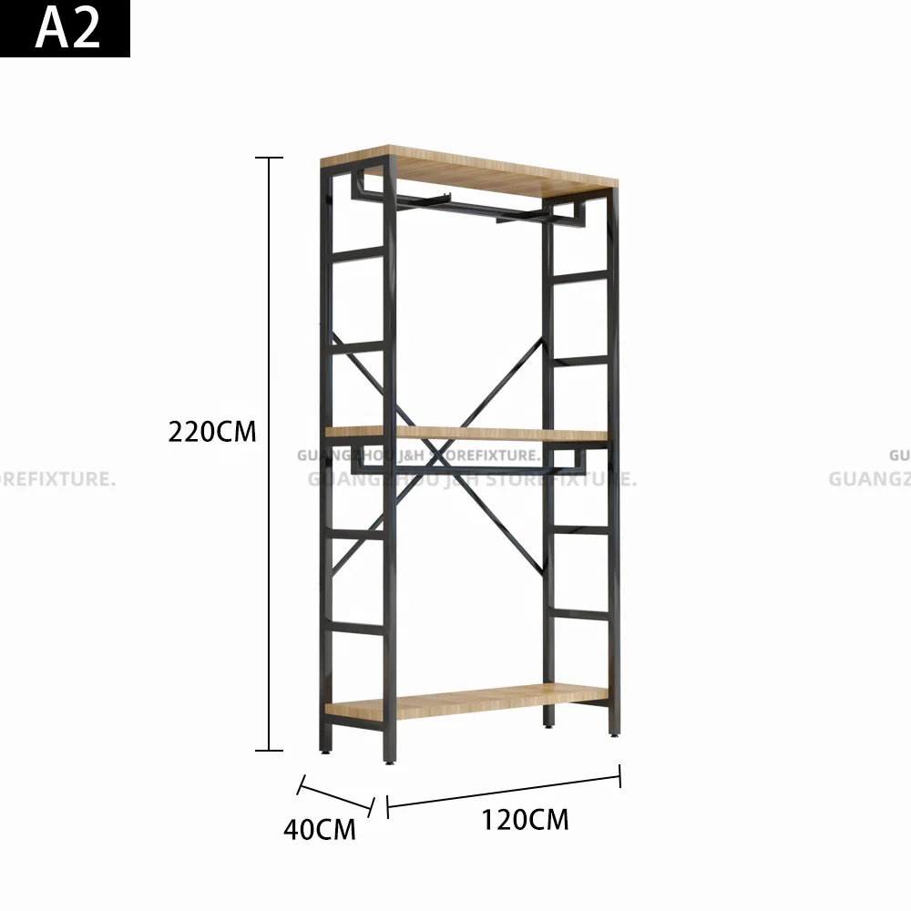 Multifunctional Boutique Furniture T Shirt Display Racks Clothing Stand Metal Garment Clothing Racks for Store Men