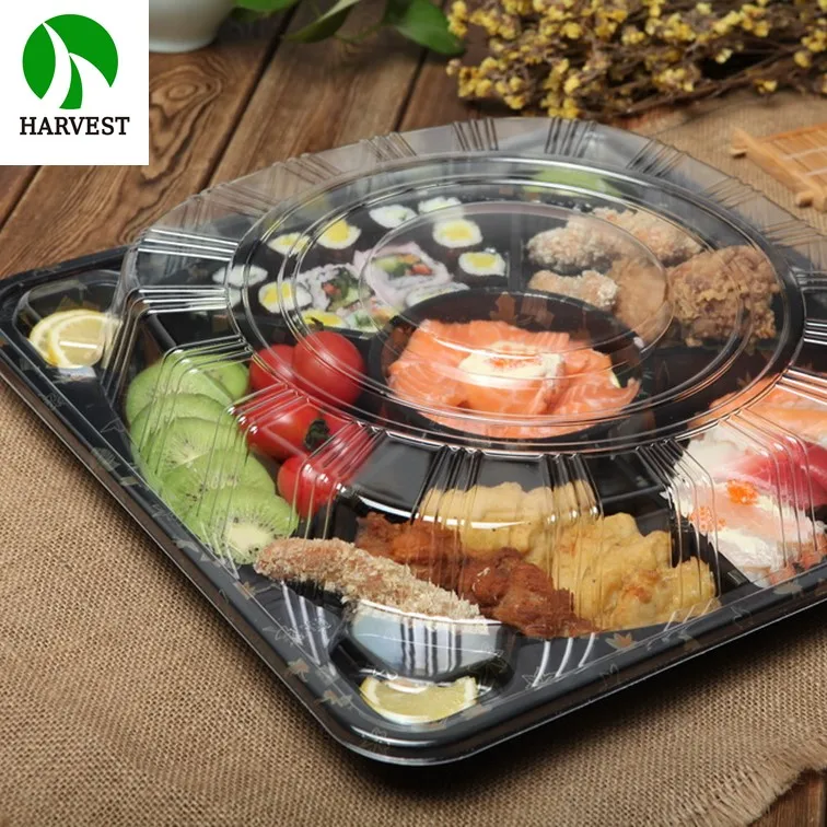 Multi-division Plastic Sushi Party Tray SR-12 with Lid