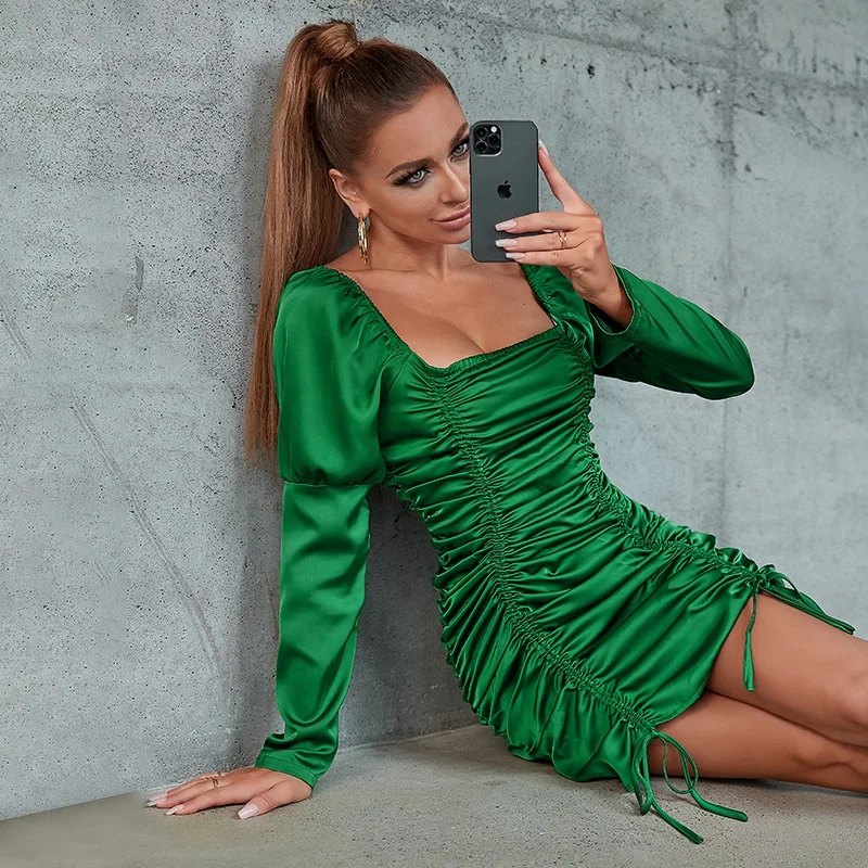 ruched drawstring dress long sleeve ASOS DESIGN long sleeve drawstring ruched maxi dress in stone