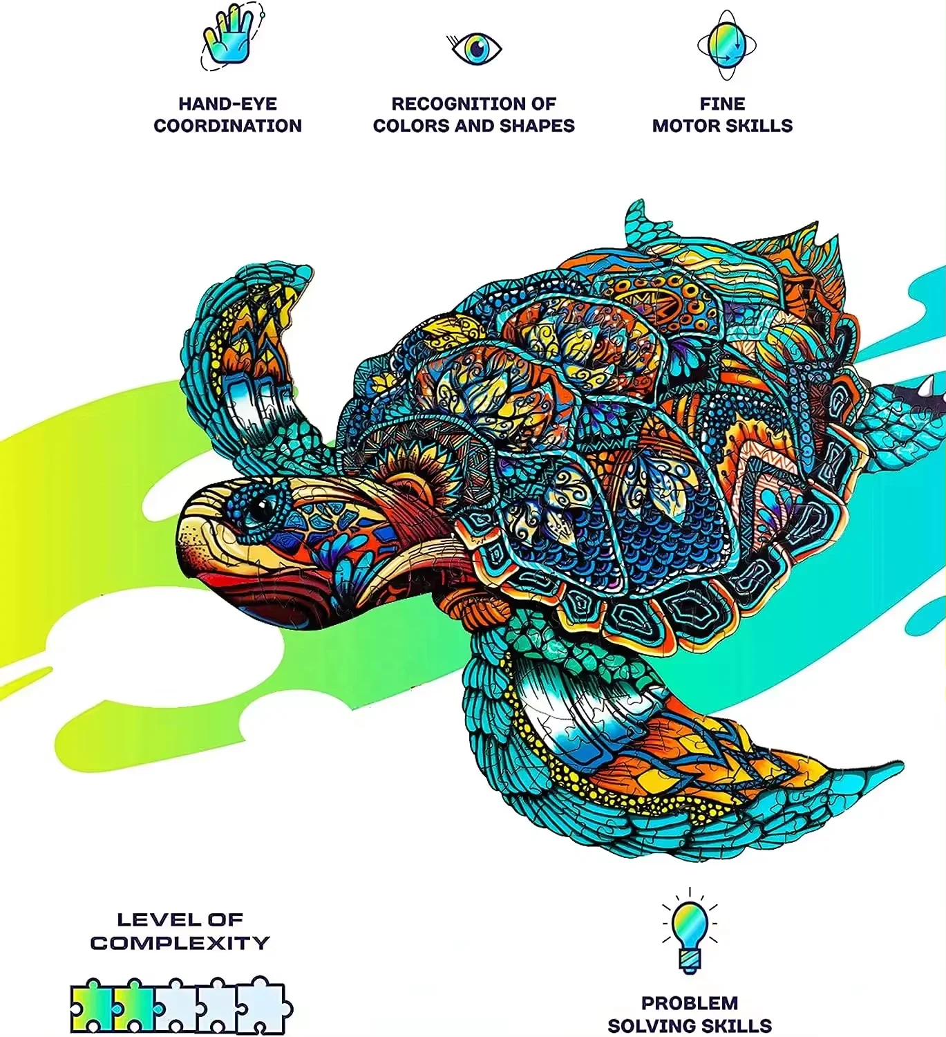 Sea Turtle 3D Puzzle Unique Shape Wood Animal Puzzle Wooden Jigsaw Puzzles for Adults Kids Gift