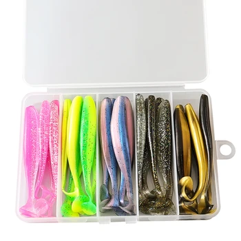25pcs 50pcs 100pcs 6cm 7cm 9.5cm Soft Fishing Lure Set Lead Head Hook Set 10 Colors T Tail Bionic Artificial Soft Baits – Soft Lure – view 5