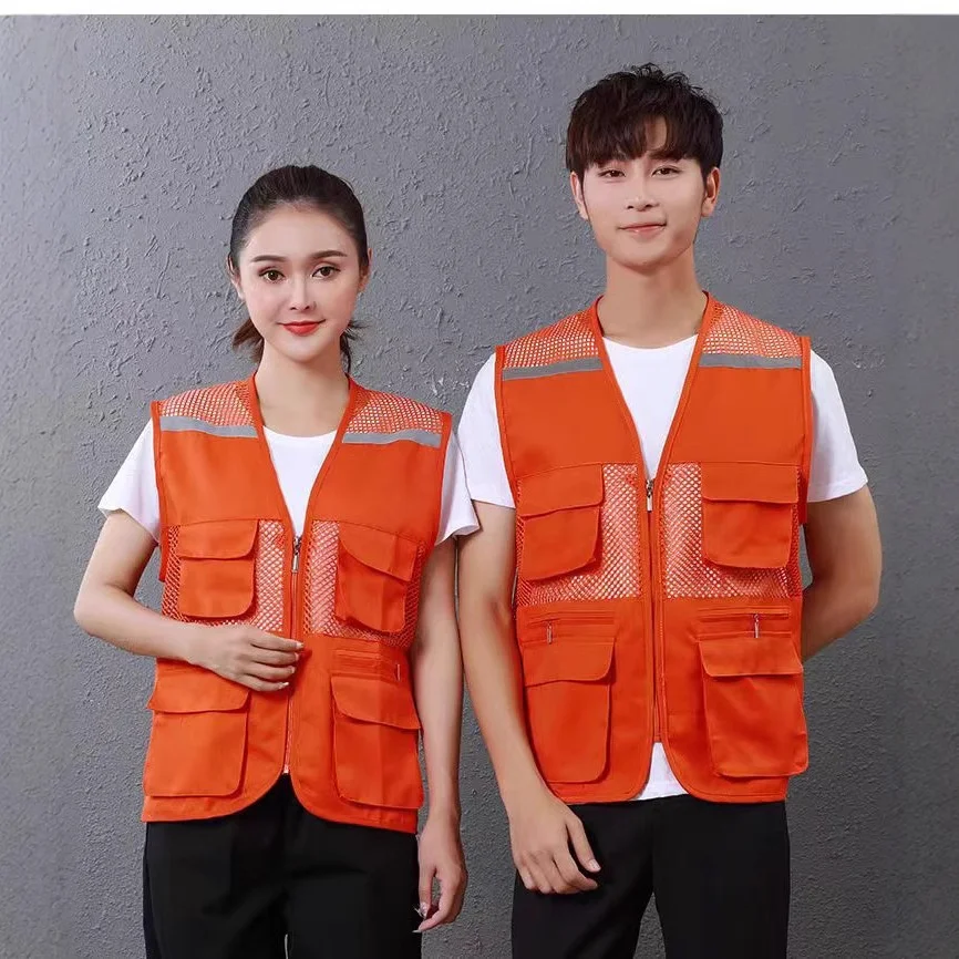 Multi-pocket Sleeveless Polyester Volunteer Vest Workwear Custom Printed with Text logo Children’s Summer Season Activity Vest preview 4