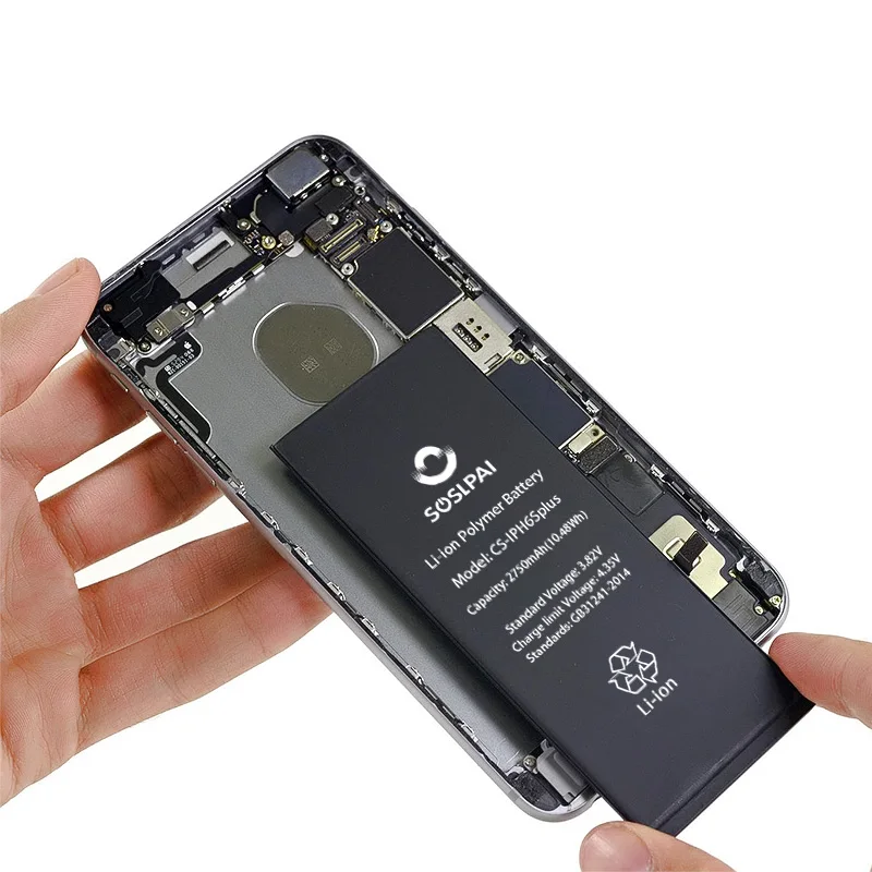 
 Бесплатная доставка, оптовая продажа, комплект батарей SOSLPAI для сотового телефона iPhone 6S plus, 2750 мАч, аккумулятор для смартфона  