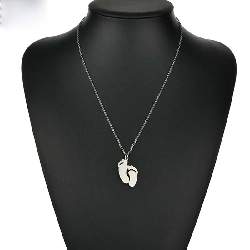 Baby Feet Pendant Engraved Necklace