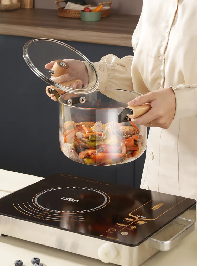 5l small soup milk pot glass sauce pan with b