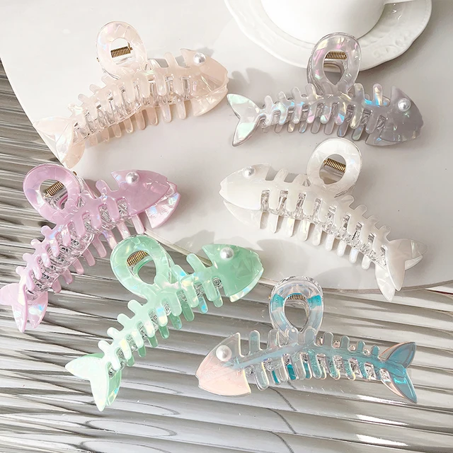 New Fashionable and Artistic Fishbone Hair Claws Solid-Color High-End Acrylic Shark Clip High-Quality and Elegant Claw Clips