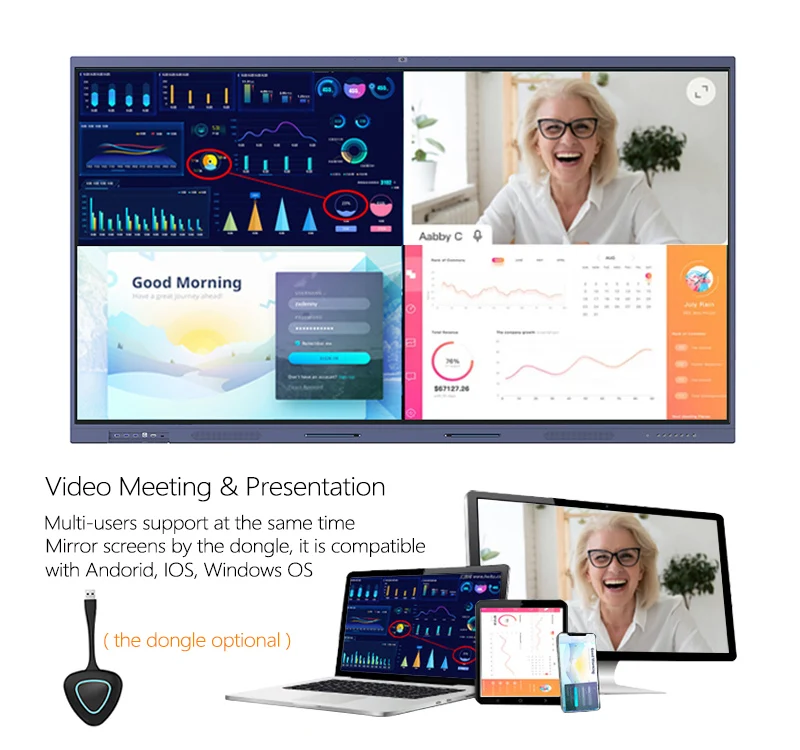 Wholesale 65 Inches Electronic Digital Interactive Touch Screen Display Dual OS Whiteboard for Classroom Use