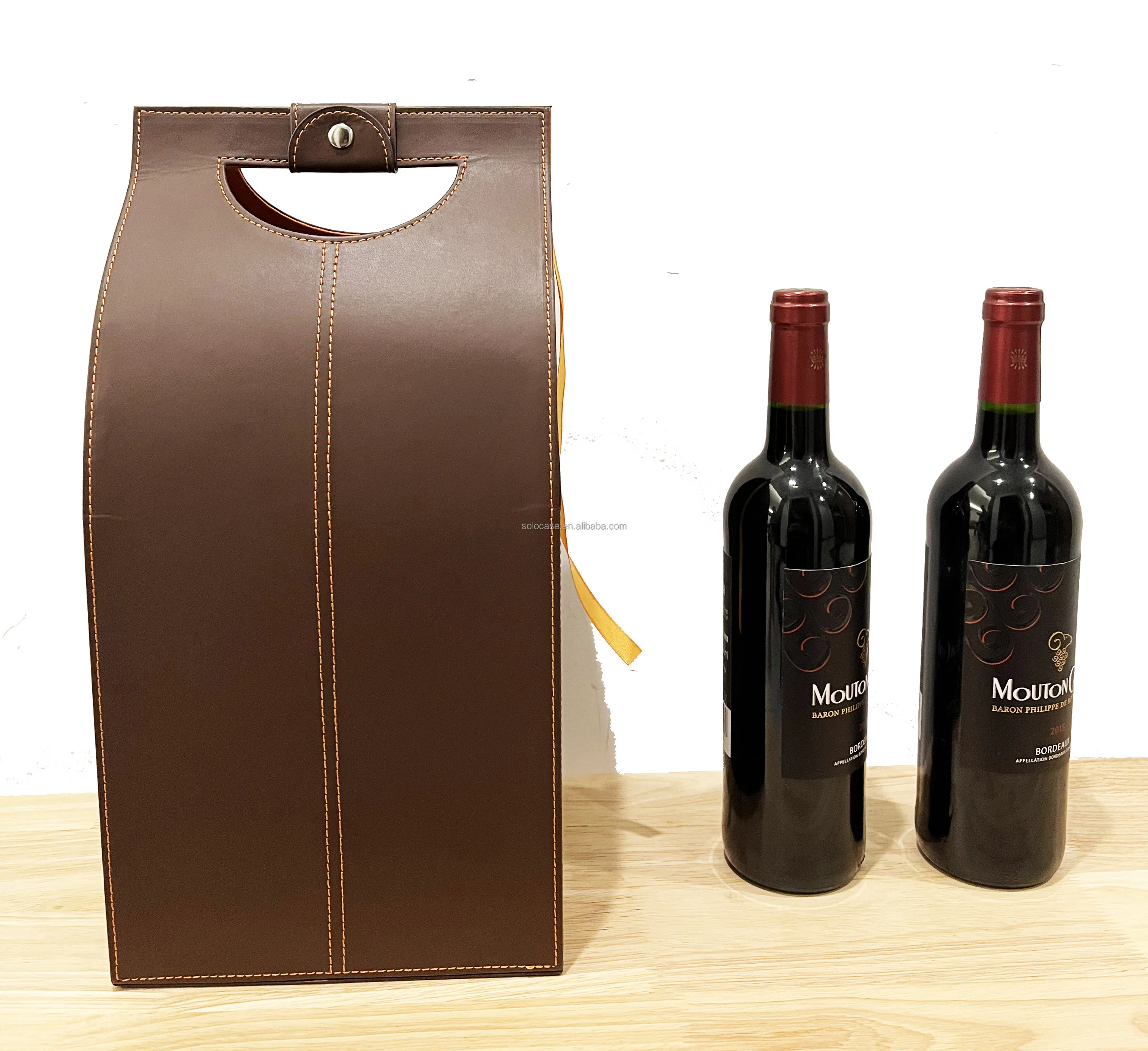Luxury Durable Pu Leather Wine Bag