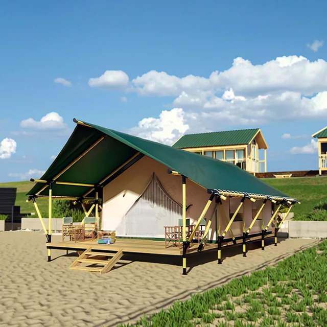 Outdoor Four Season Safari Glass Tent Single Layer Waterproof Canvas Events Fireproof Glamping Resort Hotel Sale