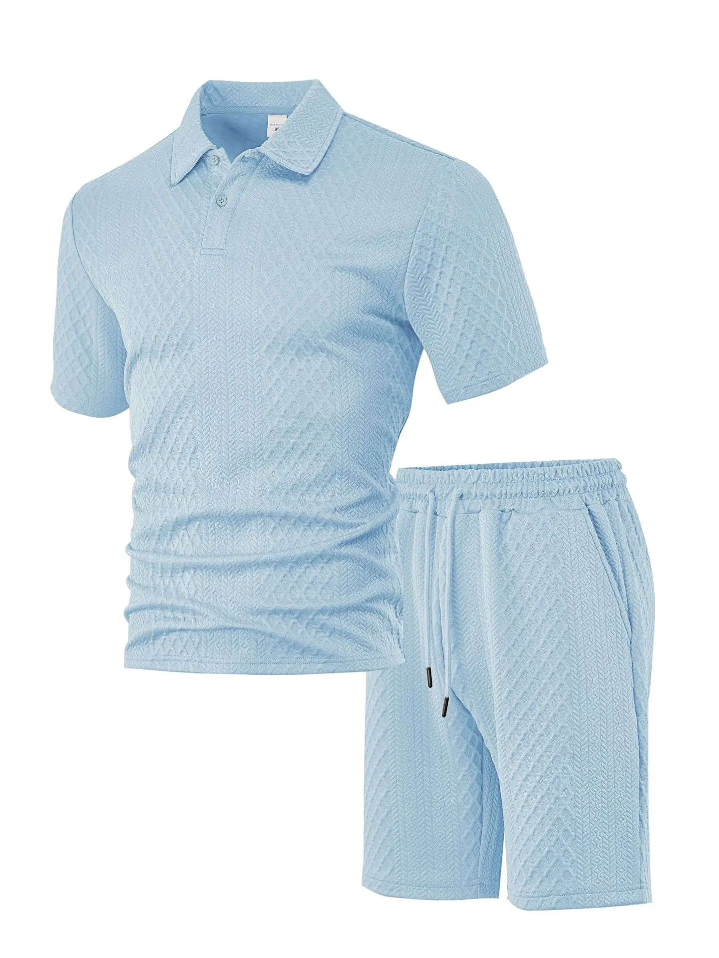 2026 New Style Men's Casual Suit Featuring a Lapel Patterned Texture Short Sleeved Polo aperçu 9
