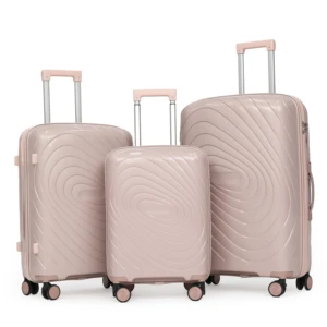 PP Suitcase Fashionable Four-piece Set 20" 24" 28" Lightweight Front Open Durable Anti-Theft Spinner Wheels TSA Water Resistant