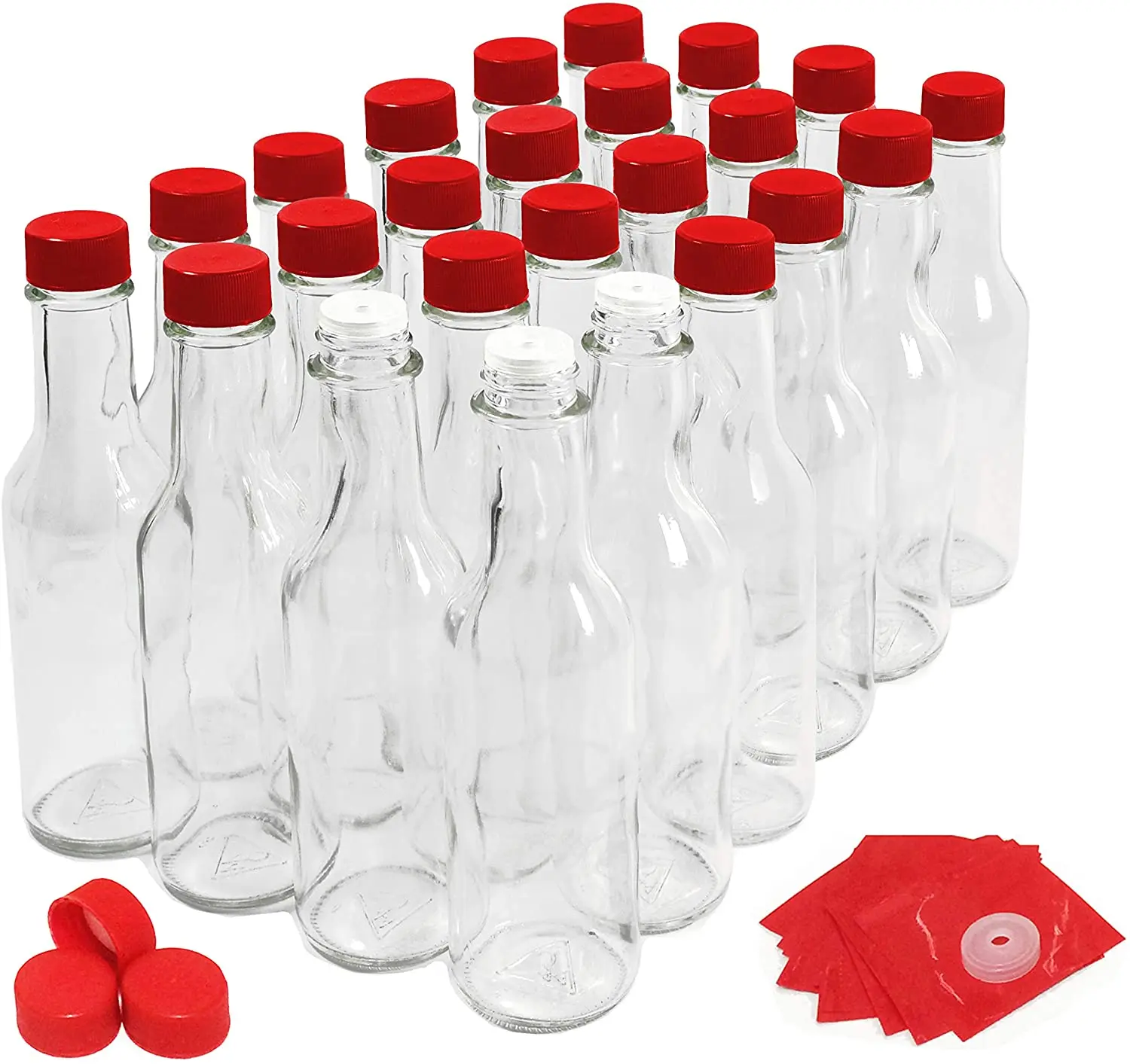 5 oz, Glass Woozy Hot Sauce Bottles - Case of 24 with Screw Caps, Inserts &  Shrink