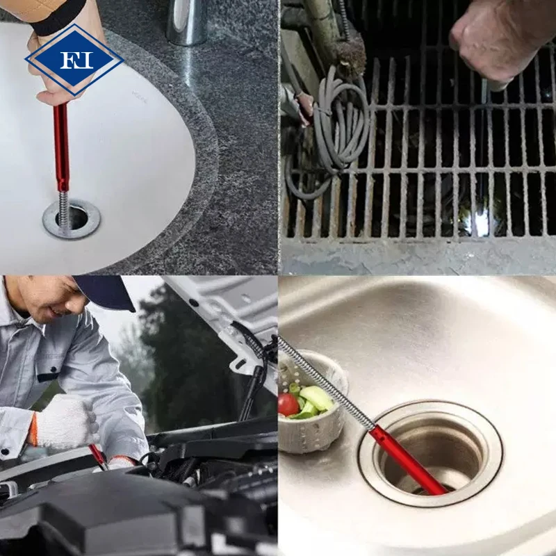 Flexible Claw Pick up Tool With Magnetic Led Light Flexible Grabber for Corner Garbage Unclog the Drain Cleaning Tool