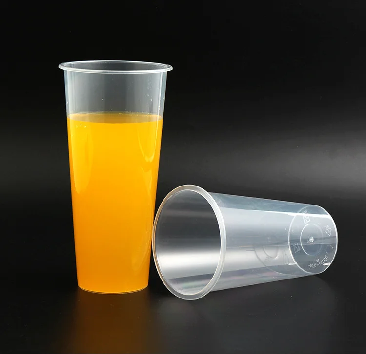 Logo Custom Printed Frosted Transparent Plastic Hard PP Hot Cold Drinks Boba Bubble Tea Cups with Lids