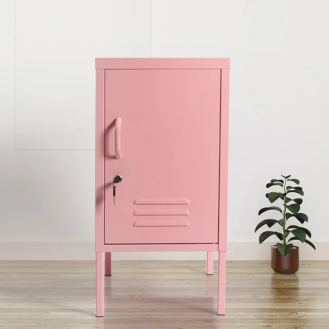 Прочный Маленький розовый прикроватный стальной однодверный шкаф для хранения игрушек для студентов металлический шкафчик для США