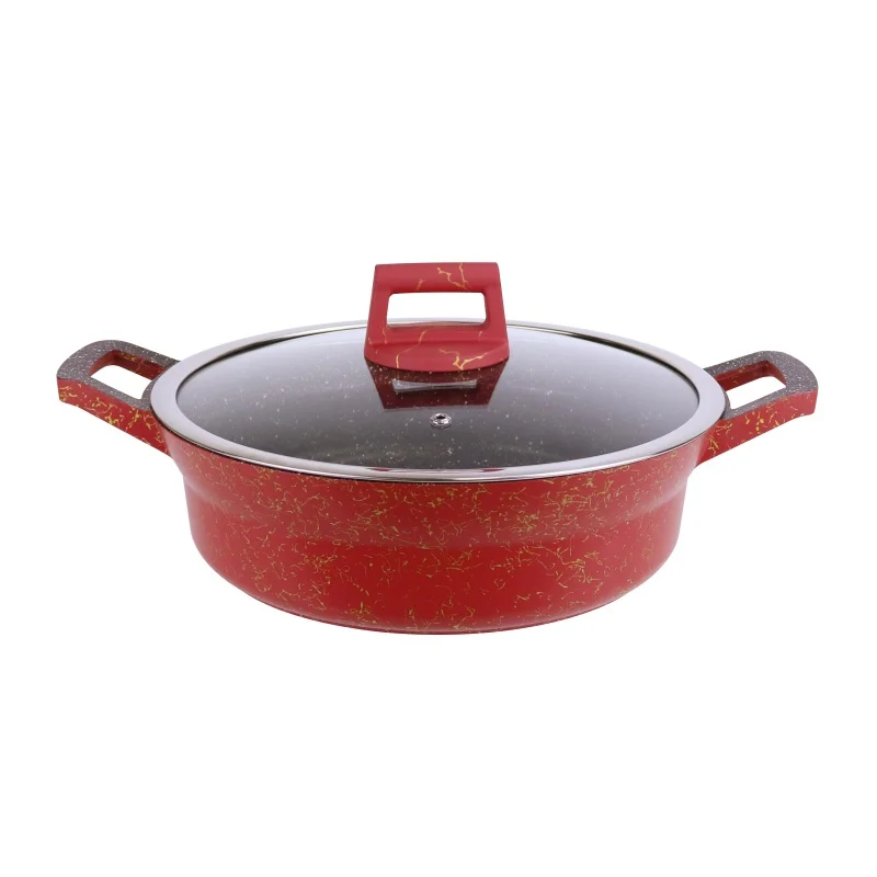 Ucc-Life Classic Design Cookware Casserole Set Metal Cooking Pots with Glass and Granite Kitchen Pot Collection
