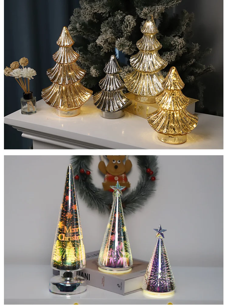 prelit cone blown glass christmas tree lights mini tabletop decorative christmas tree factory