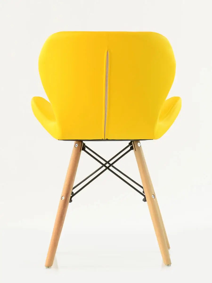 Scandinavian Stylish Comfortable Yellow Faux Leather Cafe Dining Chair