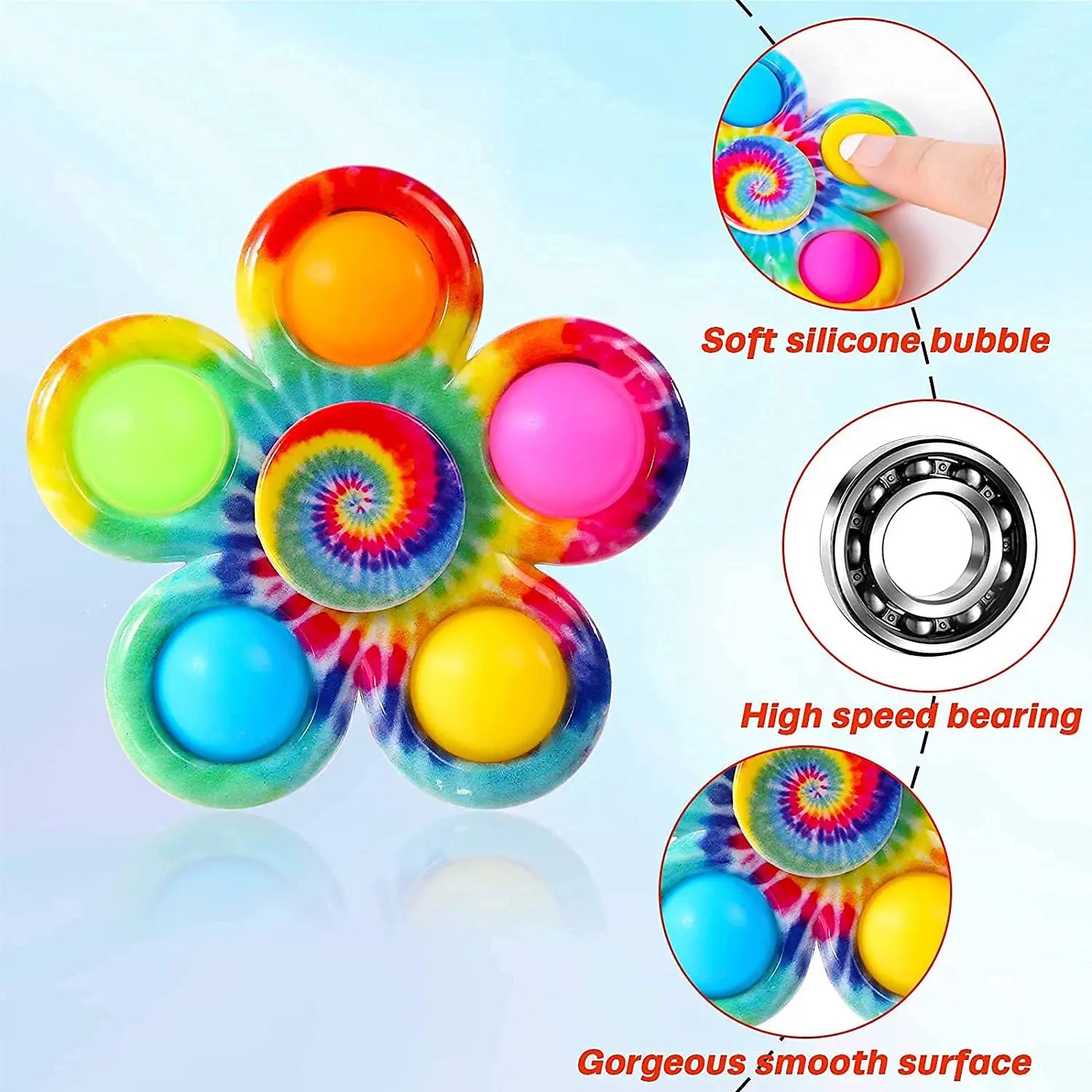 Colorful Beautiful Popper Finger Fidget Spinner Metal Toys Ring Relieve Stress Toys Kids Flying Fidget Spinner