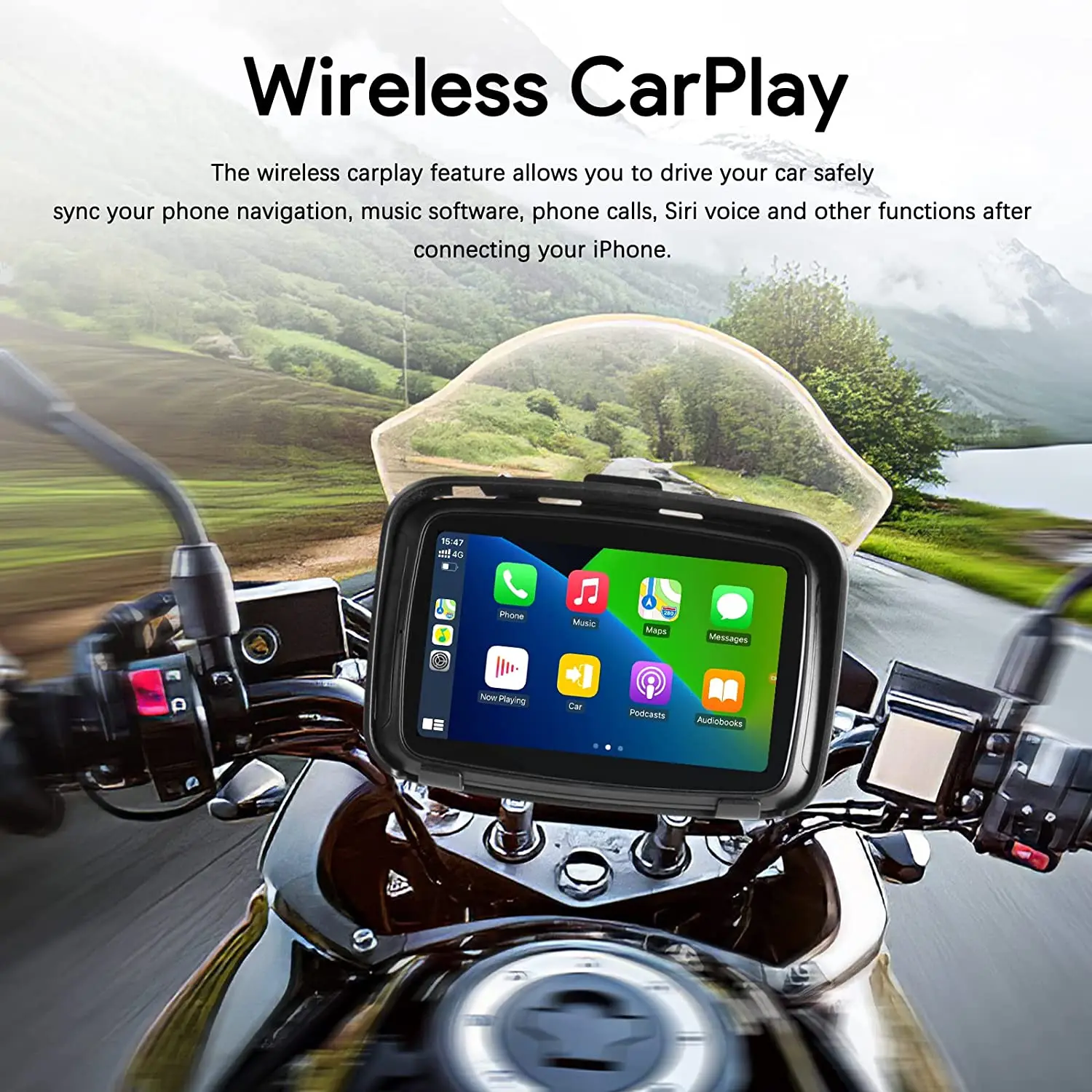 Portable Ipx7 Waterproof Motorcycle Display Touch Screen GPS Navigation Wireless Carplay for Motorcycle Carplay Android Auto