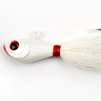 2oz 56G Tackle Mylar Series Bucktails Pearl White Metal Jig Head with Deer Hair Hand Tied – Metal Jig – view 2