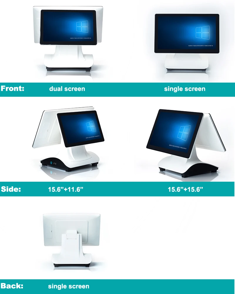 Dual Screen 15.6+11.6Inch Smart Desktop Terminal Catering Cash Register ...