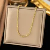 3ah149 round snake rice bead necklace gold
