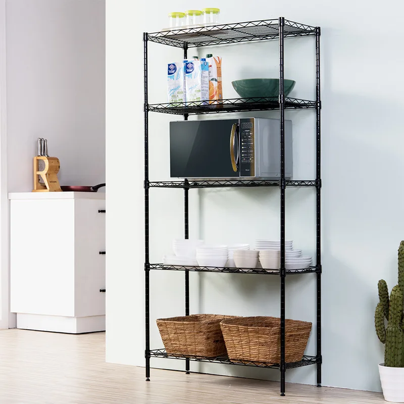 Adjustable 5 Tier Wire Shelving Rack Red Power Coating Garage Storage ...