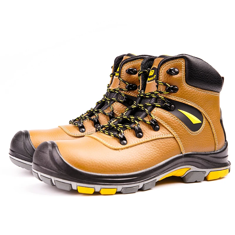 Leather Slip Resistant Price Steel Toe Construction Rubber Sole Work Boots for Men