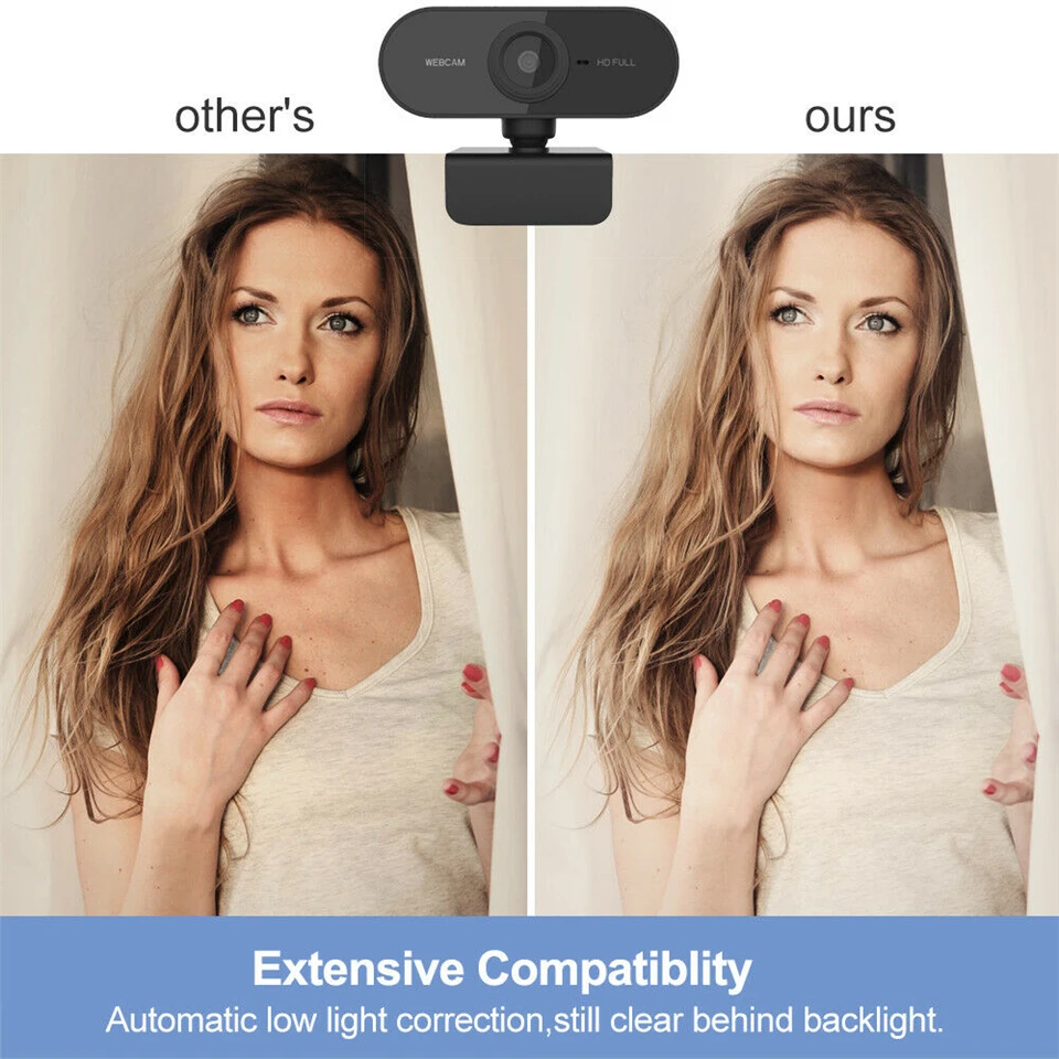 1080P Full HD Mini Webcam with Microphone,Laptop Desktop Computer USB Web Cam Camera Gamer Live Video Call Conference Streaming