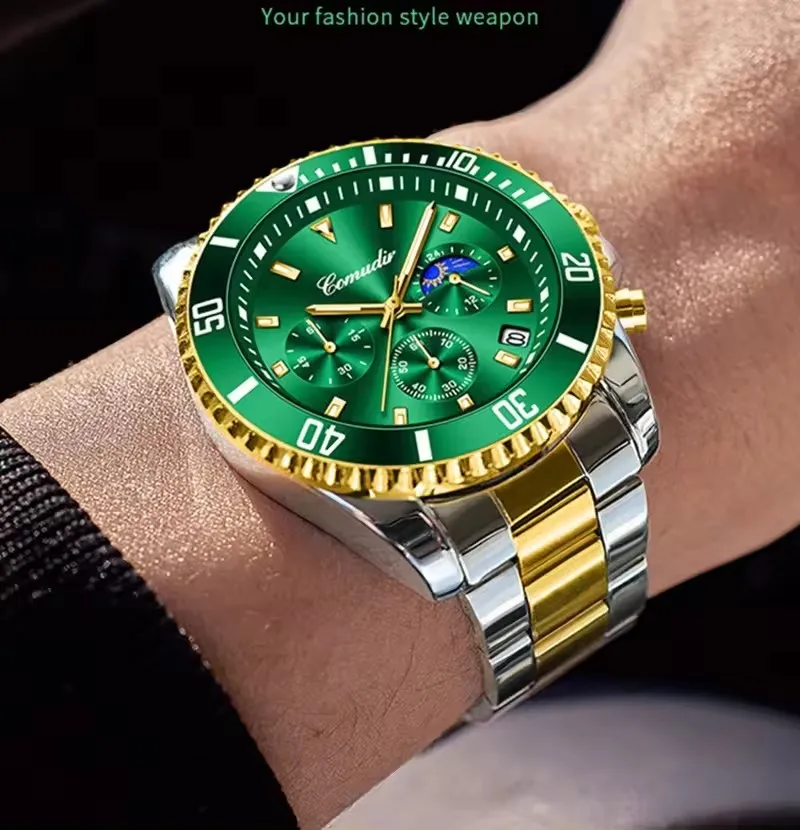 COMUDIR Green Waterproof Sport Watches for Men Fashion Function
